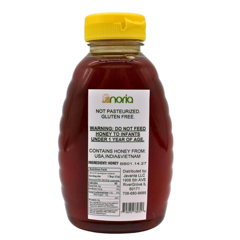 16 Oz Honey by Noria Light Amber, Grade A, Pure & Natural Sweetener for Tea, Coffee, Baking & Cooking