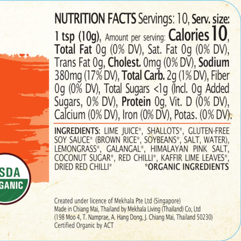 Mekhala Organic Thai Tom Yum Cooking Paste, Vegan & Gluten-Free