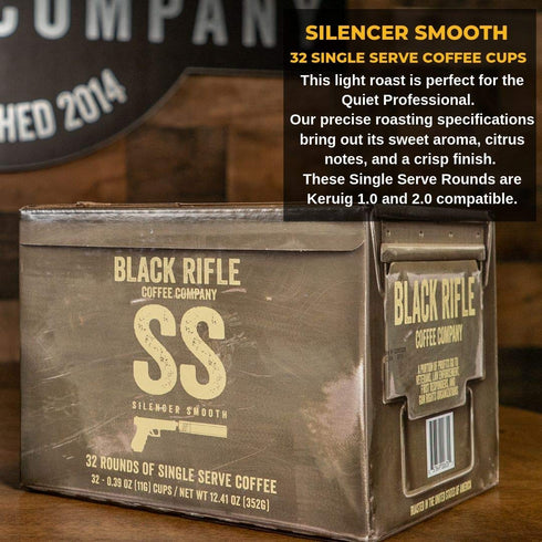 32 Count, 1.0 2.0 Black Rifle Coffee Company Silencer Smooth, Light Roast K Cups - Single Serve K Cups Coffee Pods