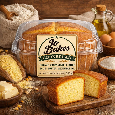 JO BAKES 1 lb 6 oz (624 Southern Cornbread Loaf Sweet Rich Buttery Flavor Homemade Style Freshly Baked Whole Perfect
