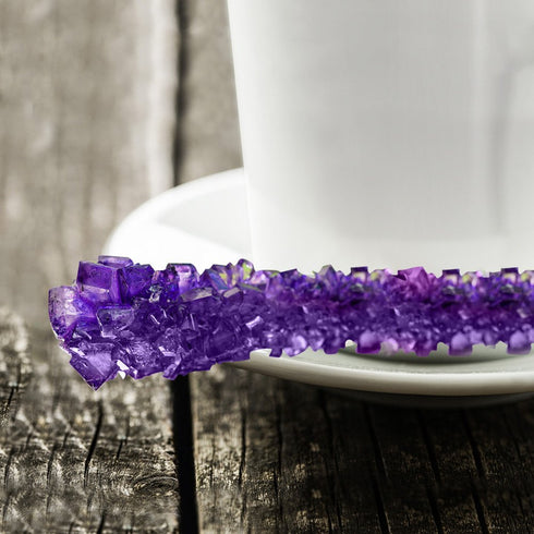 Extra Large Rock Candy Sticks - 6 Purple Grape Rock Candy Sticks, Individually Wrapped for Party Favors & Candy Buffet