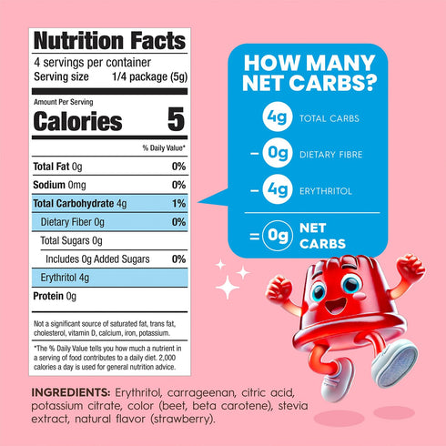 Simply Delish Plant Based Natural Strawberry Jel Dessert, 6 Pack, Zero Sugar, Gluten Free, Vegan