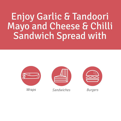 Veeba 250 250 275 Pack 3 Garlic Mayonnaise g Tandoori Mayonnaise g & Cheese & Chilli Sandwich Spread g