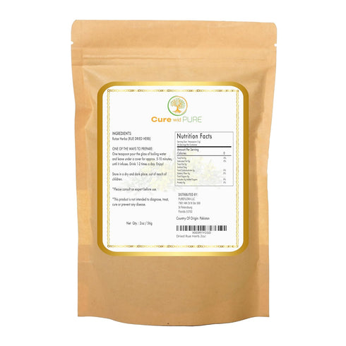2 oz/56 Cure wid Pure Dried Rue Herb - Ruda Planta Natural In Eco-Friendly Resealable Pouch - Rich Taste & Aromatic