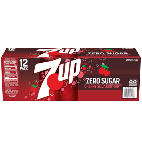 7UP 12 oz 12 pack Cherry Zero Sugar Soda, fl cans
