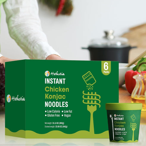 6-Pack 34.32 oz Hethstia Konjac Noodle Chicken Soup, Instant Shirataki Noodle Soup Cups - Low-Calorie, Sugar-Free