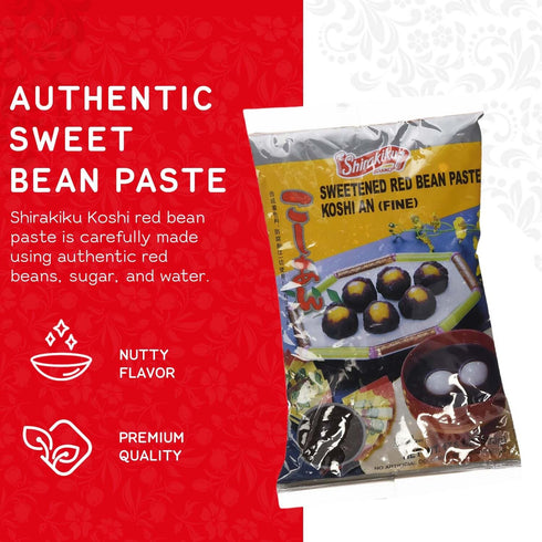 17.6oz Pack Shirakiku Red Bean Paste Koshi AN (Fine) | Japanese Sweetened Red Bean with Sugar and Water, No Artificial