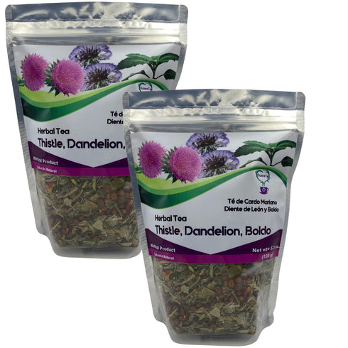 100% 200 Combo2 Cardo Mariano, Milk Thistle, Dandelion Root, Boldo Tea, Quiere Te Natural, Herbal Tea for Liver Detox