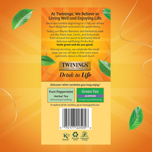 50 Count (Pack 6), 300 Twinings Lemon & Ginger Herbal Tea Individually Wrapped Bags, of Tangy Lemon & Spicy Ginger