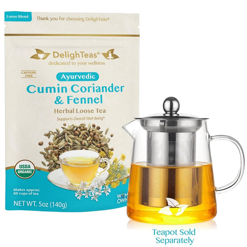 DelighTeas Organic Digest & Detox CCF Tea, Ayurvedic Loose Leaf Tea for Digestion, 60 Servings, 5 oz