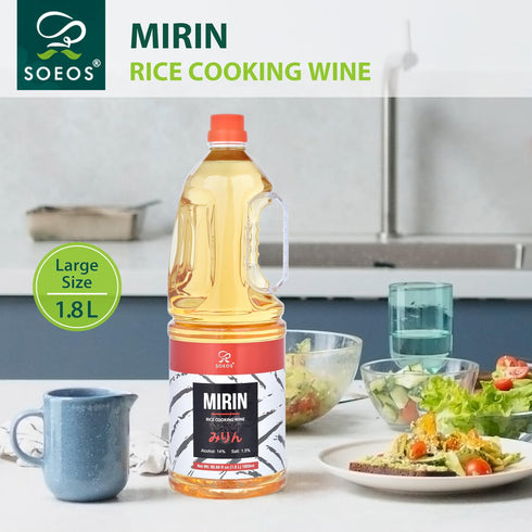 Soeos Mirin, Japanese Cooking Wine, 1.8 L (Pack of 1), Authentic Natural Sugar Sweet Rice Cooking Wine