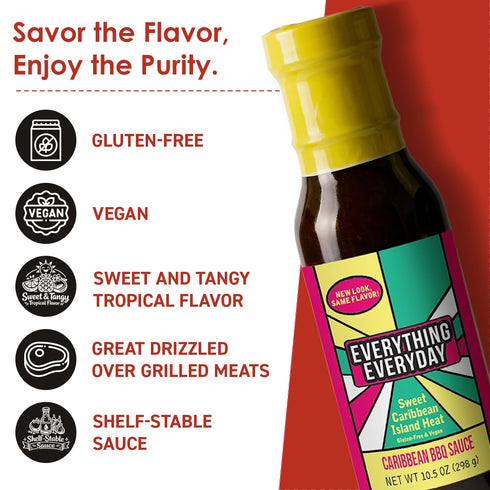 10.05 Oz (Pack 1) Dave's Gourmet Everything Everyday Caribbean-Style Jerk BBQ Sauce, Bottle of - Vegan & Gluten-Free