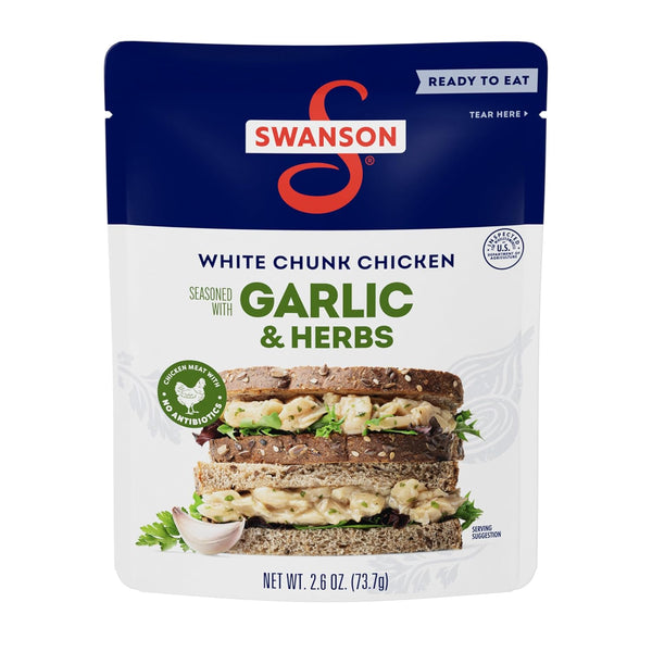 Swanson Garlic and Herbs White Chunk Fully Cooked Chicken, Ready to Eat,