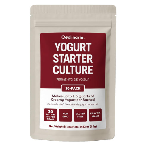 Coolinario Yogurt Starter Culture (10-Pack, 1.5g Sachets) Live Cultures for Homemade Yogurt