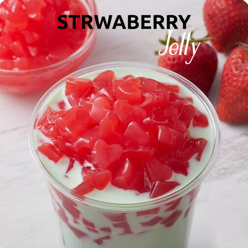 400g(Pack 1) Fanale Coconut Jelly Topping nata de coco for Bubble Tea | Strawberry Heart Jelly Topping for Boba Tea