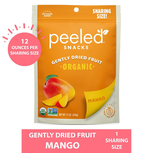 12 Oz (Pack 1) Peeled Snacks Organic Dried Fruit Healthy, Vegan Snacks for On-the-Go Lunch and More Mango