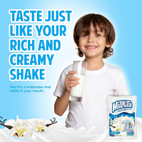 Milkita Creamy Shake Candy Bag, Gluten Free Chewy Candies with Calcium & Real Milk, Zero Trans Fat, Low-Sugar, Vanilla