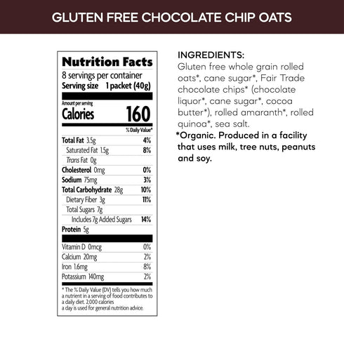 11.3 oz (Pack 6), Nature's Path Organic Chocolate Chip Instant Oatmeal, of Gluten Free, Non-GMO, Fair Trade
