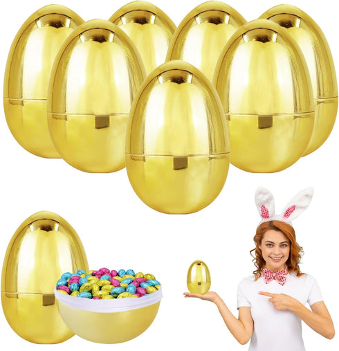Chochkees 6 Inch Jumbo Golden Easter Eggs 12 Pack Metallic Gold, Goodie Basket