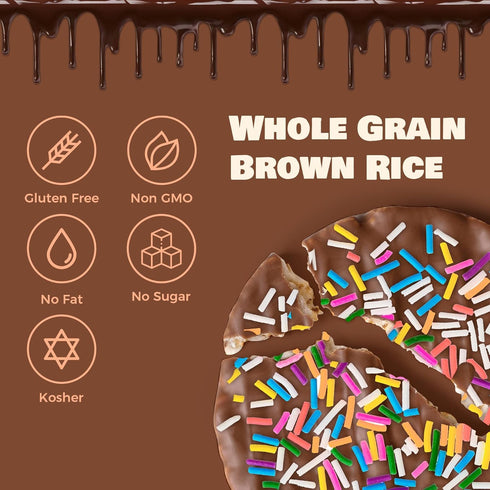 (pack 3) LIEBERS Sprinkled Topped Milk Chocolate Rice Cakes, Kosher Certified Dairy, Gluten Free Snack