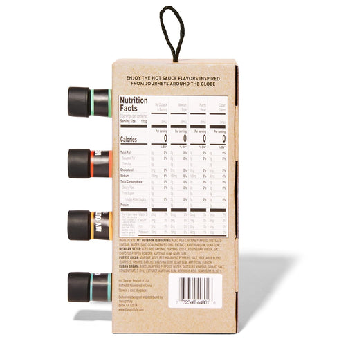 Thoughtfully Gourmet Global Hot Sauce Gift Set, Internationally Inspired Flavors Set of 4