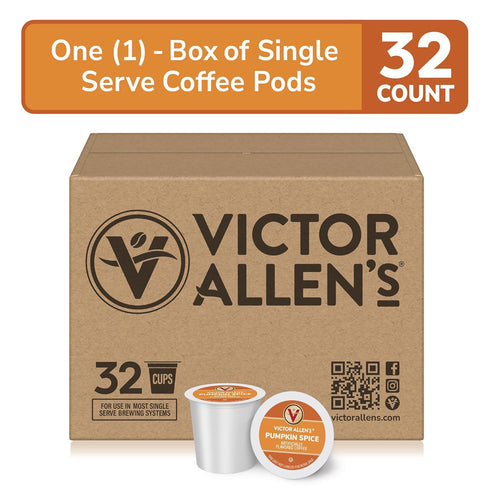 Victor Allen's Coffee Pumpkin Spice Flavored, Medium Roast, 32 Count, Single Serve Coffee Pods for Keurig K-Cup Brewers