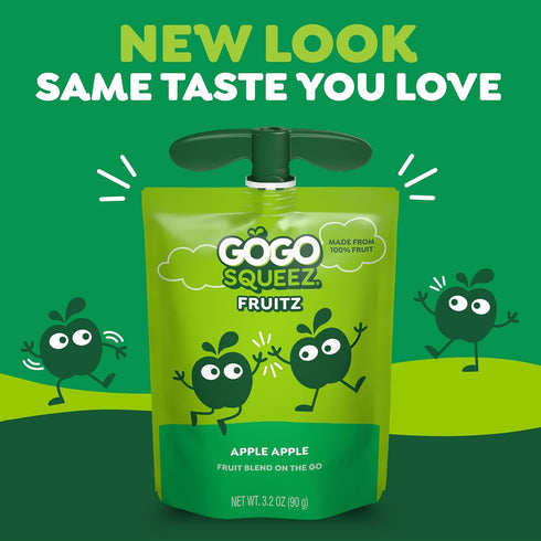 Pack, 3.2 oz (Pack 20), GoGo squeeZ No Sugar Added Applesauce and Fruit Puree Variety Apple & Cinnamon, Pouches