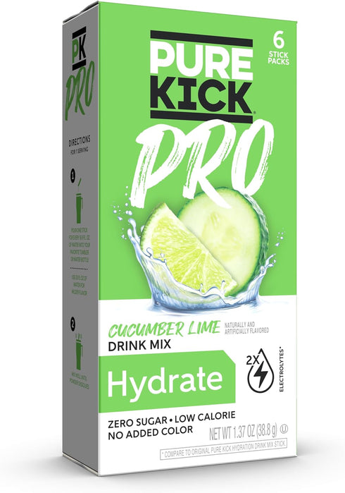 PURE KICK PRO Hydration Electrolyte Drink Mix, Cucumber Lime, Includes 1 Box
