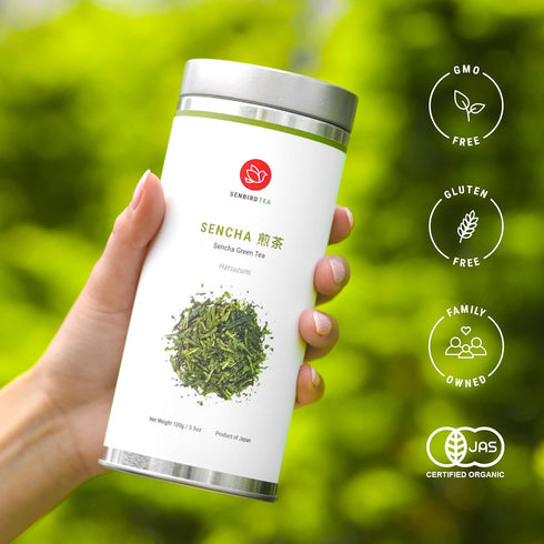 Senbird Premium Sencha, Japanese Green Tea from Shizuoka, Japan, Loose Leaf Tea in Airtight Tea Tin (3.5oz/100g)