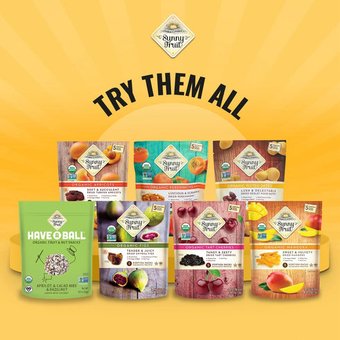 6 (30 Packs) Packs Sunny Fruit Organic Dried Pitted Deglet Nour Dates - Bags Individual Portion | No Preservatives, No