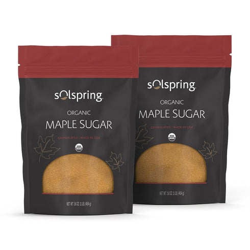 Solspring Organic Maple Sugar, 16 oz, Granuated, Made in U.S.A, Sugar Alternative,
