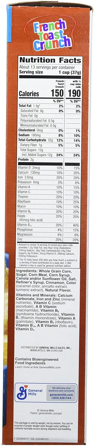 French Toast Crunch 17.4 oz (Pack 5) , Breakfast Cereal