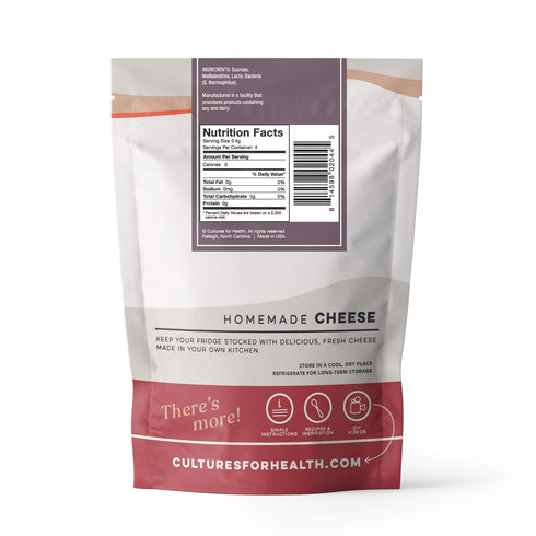 Cultures for Health Thermophilic Cheese Starter Culture - 4 Gluten-Free Packets + 2 Vegetable Rennet Tablets