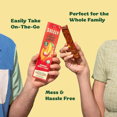 SOLELY 12 0.8 oz (23 Organic Fruit Jerky, Banana with Cacao, Strips, g) Each