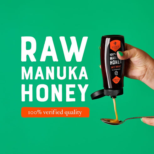 83+ 5+ 13.2 oz Nate's Raw Manuka Honey New Zealand MGO | UMF Certified | Squeeze Bottle