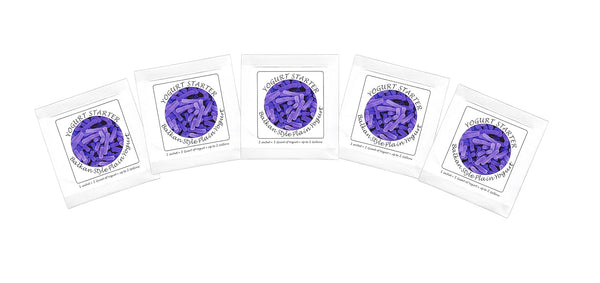 Yogurt Starter Cultures - Pack of 5 Freeze-Dried Culture Sachets for Balkan Style Plain Yogurt
