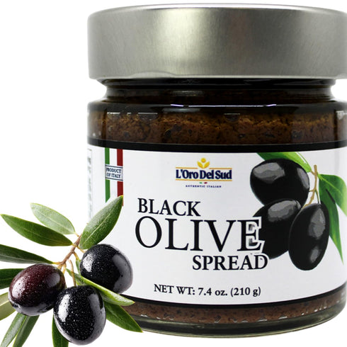 L'Oro Del Sud Black Olive Tapenade Spread, 7.4 oz, Italian Olive Spread
