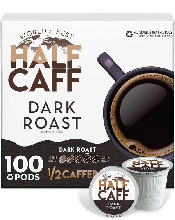 World's Best Half Caff Dark Roast Coffee Pods, 100 ct, Single Serve