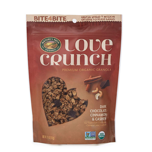 Love Crunch Organic Dark Chocolate Cinnamon and Cashew Granola, 11.5 Ounce (Pack