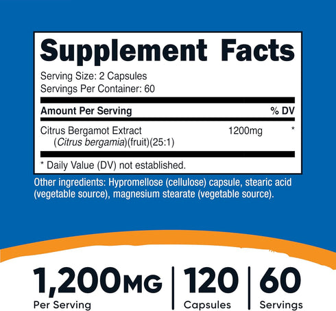 1,200mg, 120 25:1 60 (Pack 2) Nutricost Citrus Bergamot Capsules Capsules - Bergamot Extract - Servings, Gluten Free