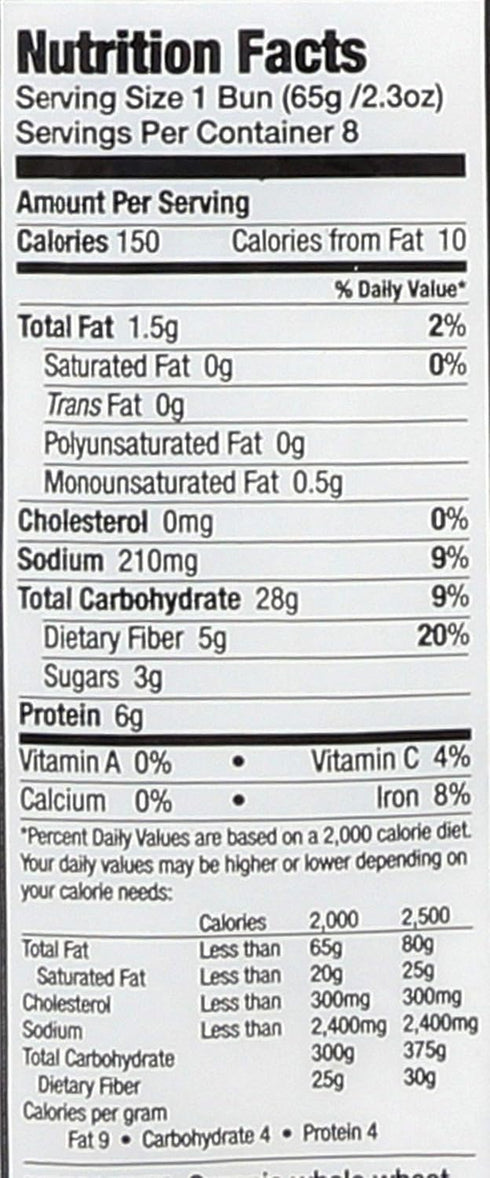 Rudis 8 Count (Frozen) Rudi's Organic Wheat Hamburger Buns