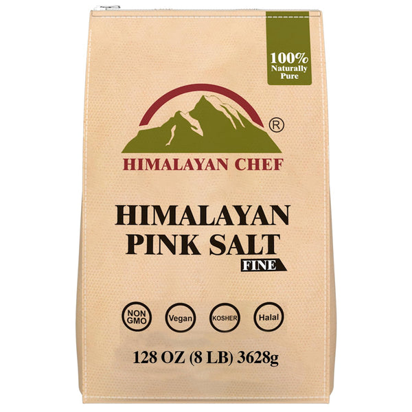 Himalayan Chef Pink Himalayan Salt Extra Fine Grain, 8 lbs Bag -