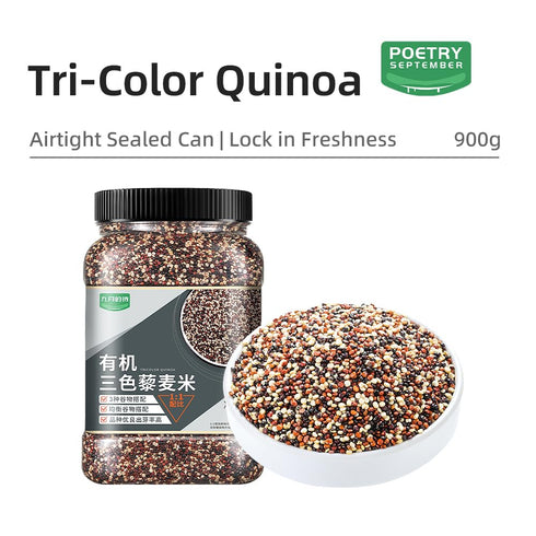 1:1:1 31.7 oz Tri-Color Quinoa, White Red Black Quinoa Grain for Salads, Bowls and Side Dishes, Blend, Jar