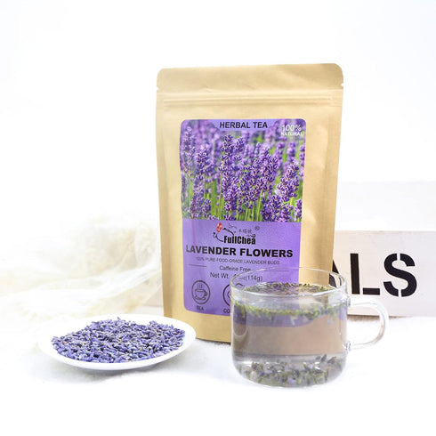 4oz/114g FullChea - Natural Dried Lavender Flowers - - Premium Food Grade Lavender Buds - Non-GMO - Caffeine-free