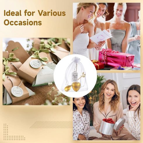 Generic 25 Sets Wedding Keepsakes for People, Bridal Shower Gifts, Tea Gathering Kit with Leaf Tea Spoons, Heart Tea