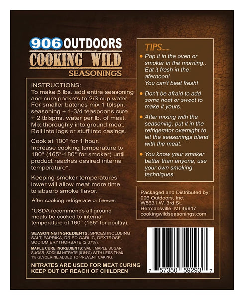 Cooking Wild Seasonings Summer PACK, 10 3.9 Packets, Packets Garlic Sausage Seasoning TWO Seasons up to pounds of Wild
