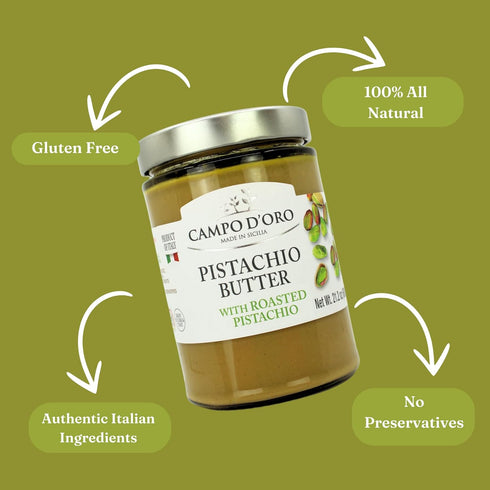 21.2 oz (600g), Campo D'Oro - Italian Pistachio Butter Cream, Big Jar Famil Size, Sicilian Rich & Nutty Pistachio