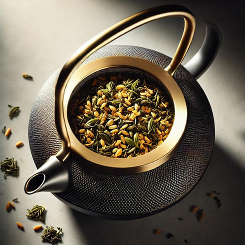 One With Tea Organic Japanese Genmaicha with Matcha Green Tea Loose Leaf Premium Whole Leaf Sencha with Roasted Brown