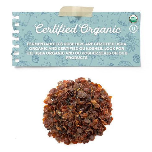 Fermentaholics USDA Certified Organic Rose Hips – 4 oz Dried Herb for Kombucha Secondary Fermentation