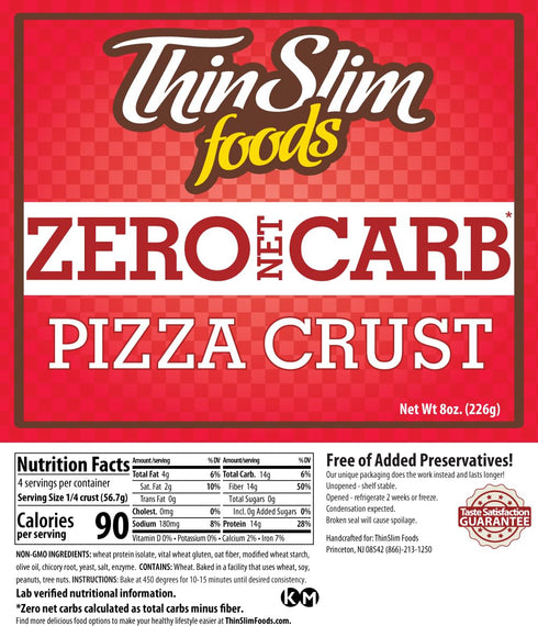 8oz, 2pack ThinSlim Foods Zero Net Carb Pizza Crust | Keto | Low Carb | High Protein | Thick Crust